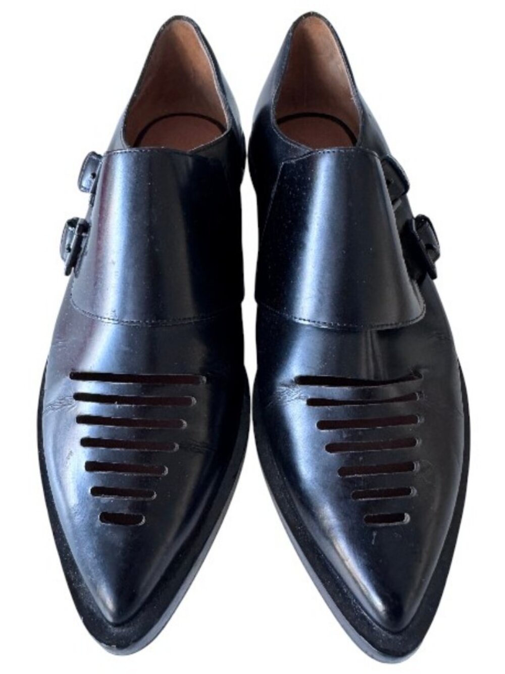 3.1 Phillip Lim leather monk strap ladder cutout loafers black women's size 37 - Picture 3 of 8